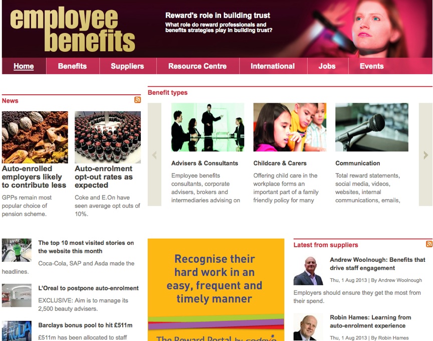 Employee Benefits homepage August 2013